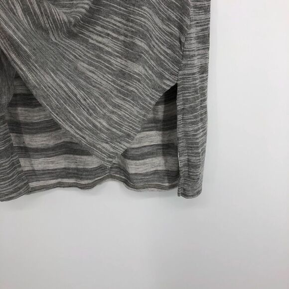 Athleta Coronado Tank Top Womens Medium Grey Heather High Low Stripes Racerback - Picture 6 of 8